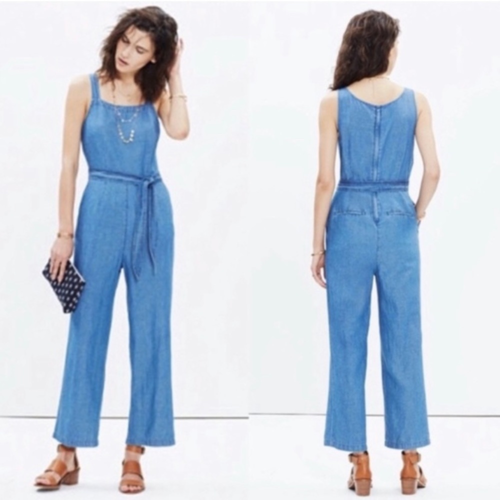 Madewell denim cropped jumpsuit